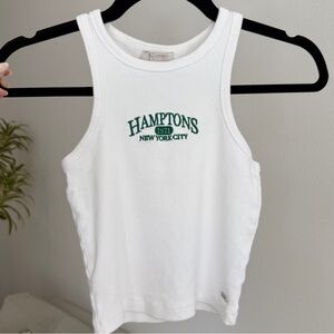 Hamptons New York Green Embroidered Tank